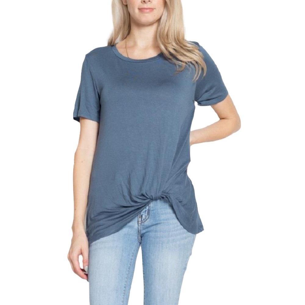 NWOT Knit Slate Blue Top Sewn in Tucked Look